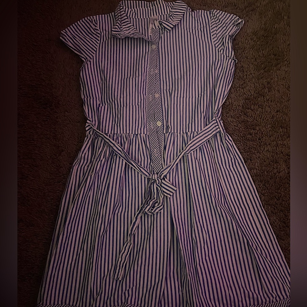 Carter’s Kid Girls Striped Dress 14 Blue & White